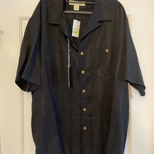 NWT XL Black Island Republic Linen Blend Shirt